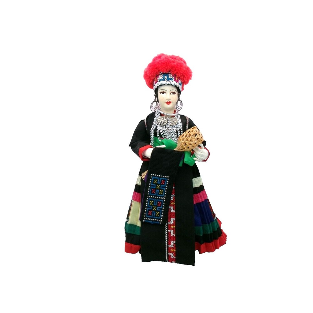 House Of Handicrafts Folk Art Doll Meo Lai by Artist Vanida Stockinette Face 10"